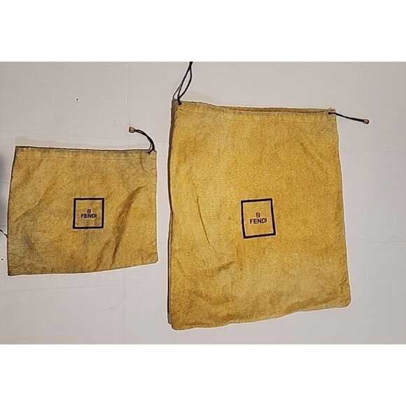 2 FENDI 15 x 15 dust travel purse shoe storage Bag cloth with drawstring vintage - Picture 1 of 7